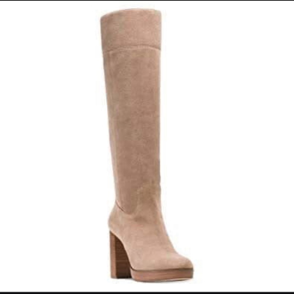Michael Kors Regina Knee High Suede Boots - Beige